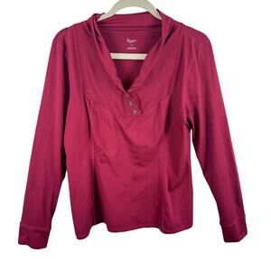 Stonewear Designs Red Long Sleeve Stretchy V-Neck Knit Pullover Top Size L